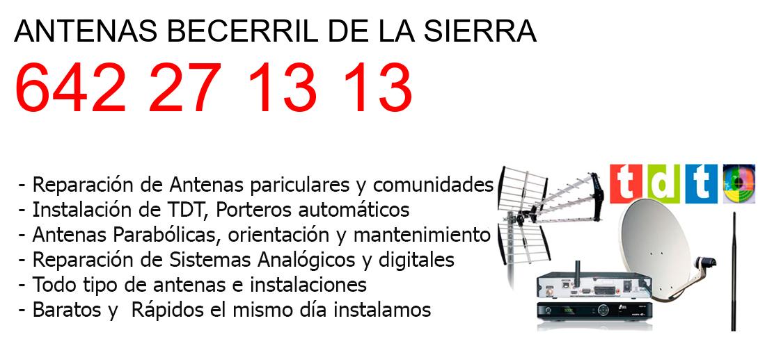 Empresa de Antenas becerril-de-la-sierra y todo Madrid