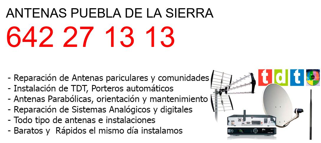 Empresa de Antenas puebla-de-la-sierra y todo Madrid